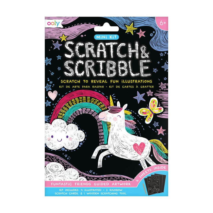 Scratch and Scribble Mini Scratch Art Kit - Funtastic Friends - 8 Cards 1 Sticker Sheet