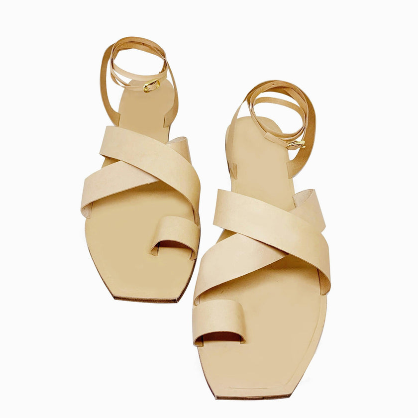 Story Crossover Slingback Leather Sandals