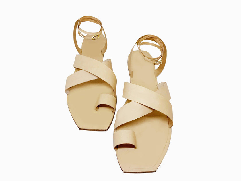 Story Crossover Slingback Leather Sandals