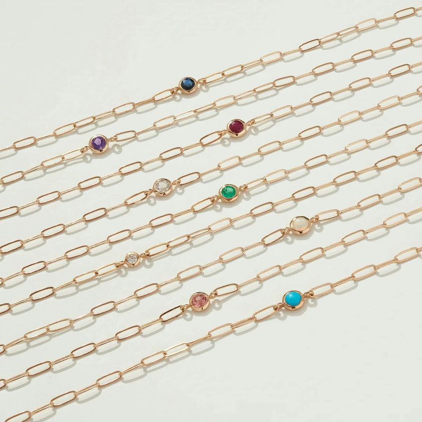 Classique Birthstone Paperclip Bracelet