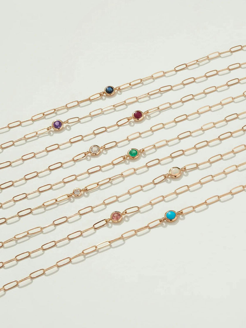 Classique Birthstone Paperclip Bracelet