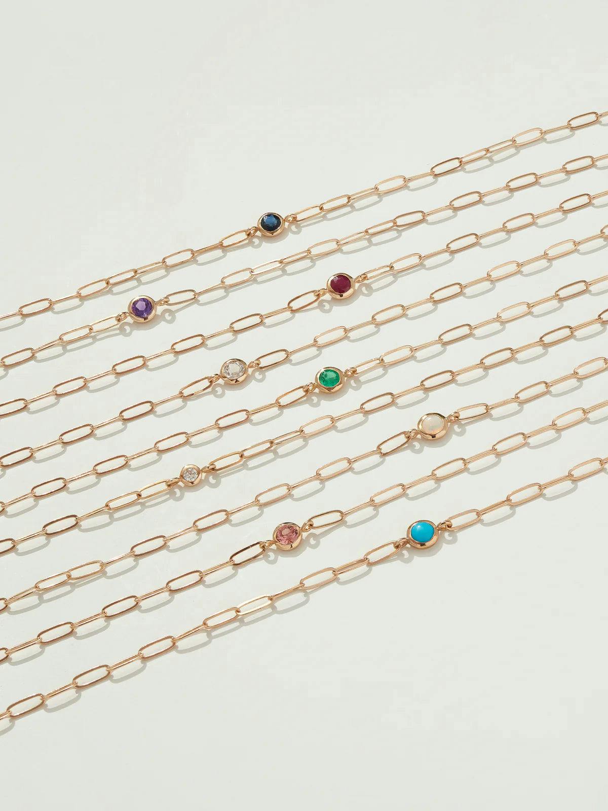 Classique Birthstone Paperclip Bracelet