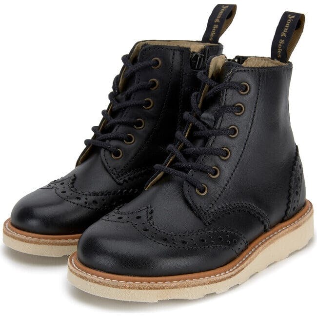 Sidney Vegan Brogue Boot, Black