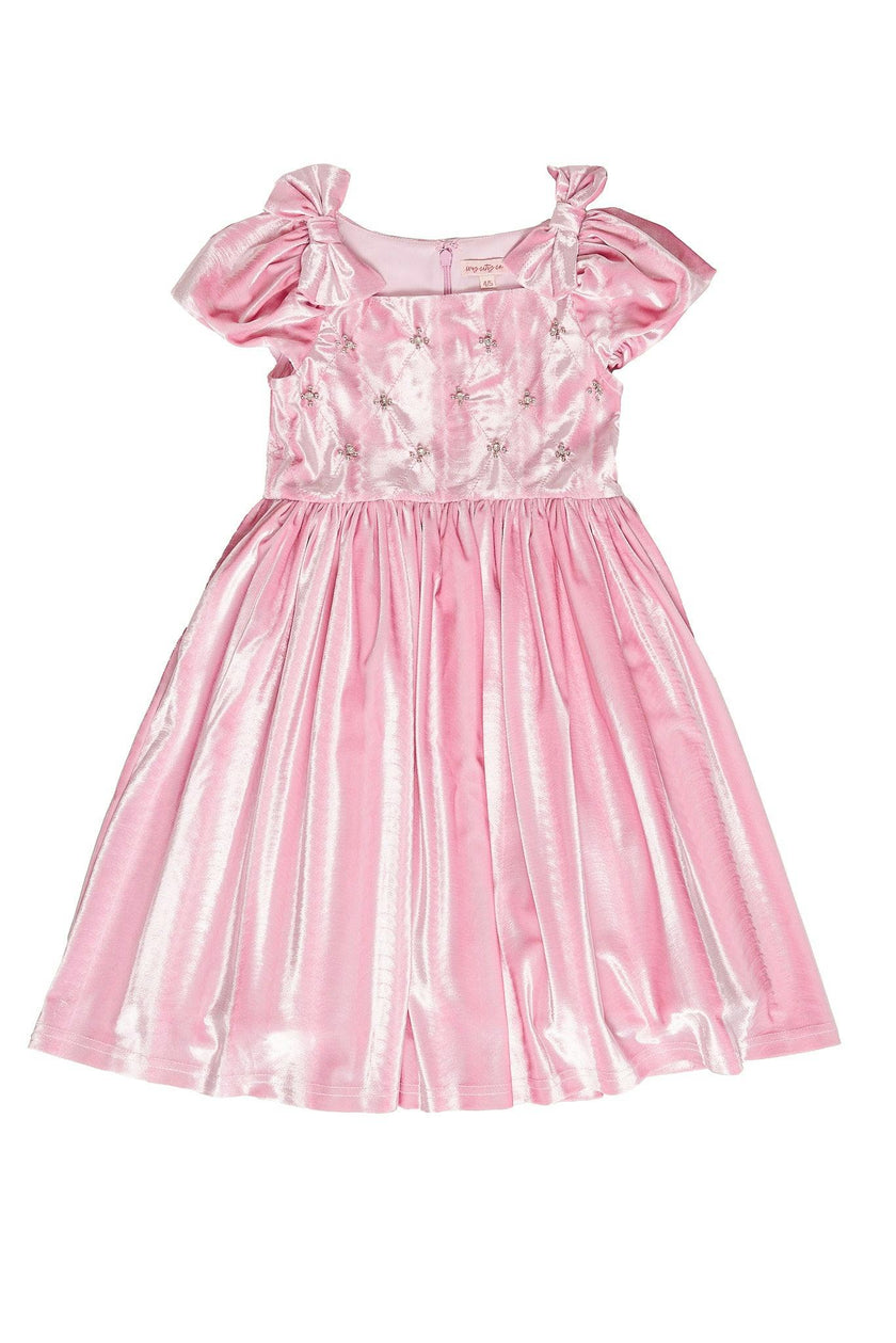 Mini Tiara Dress in Pink Velvet