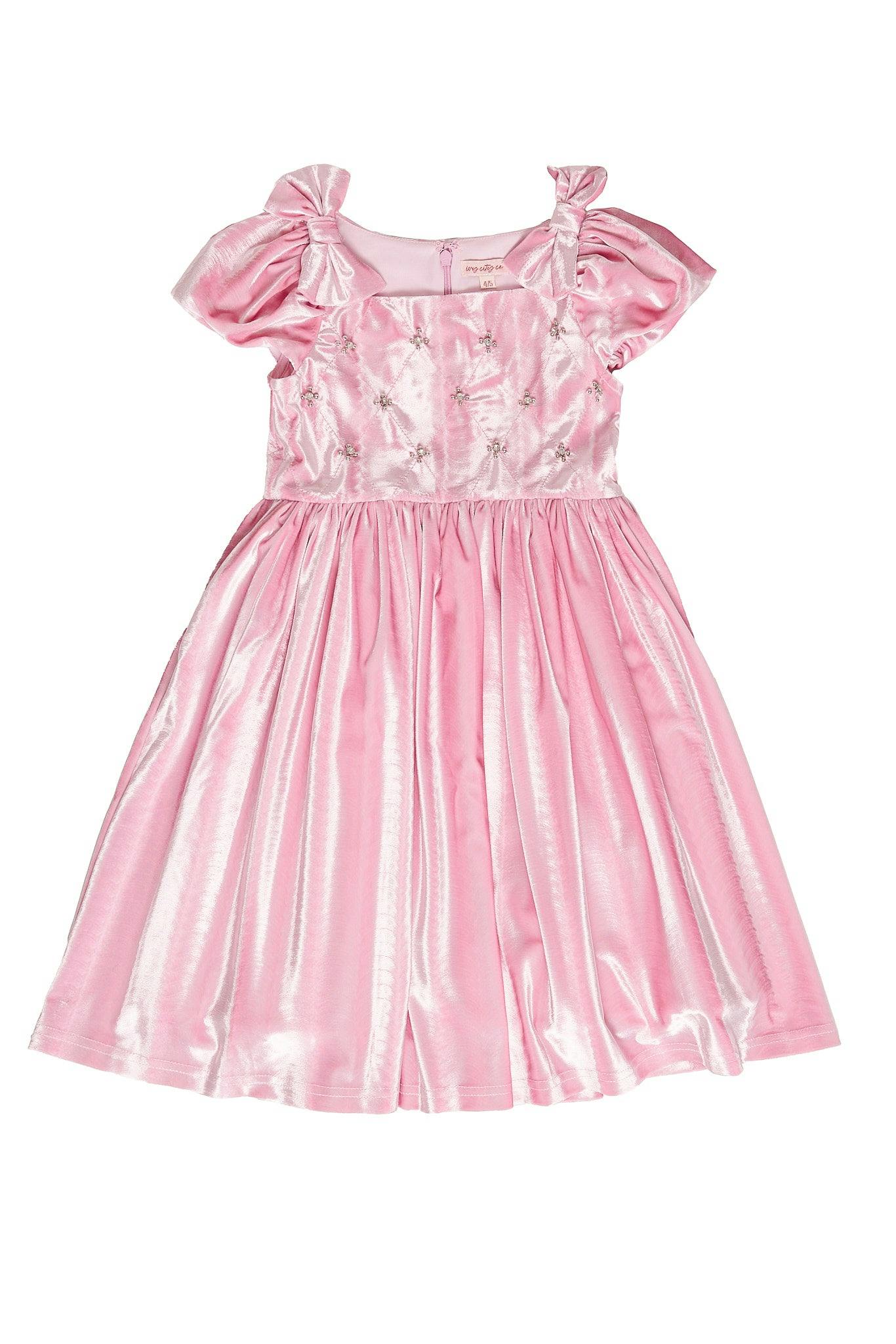 Mini Tiara Dress in Pink Velvet