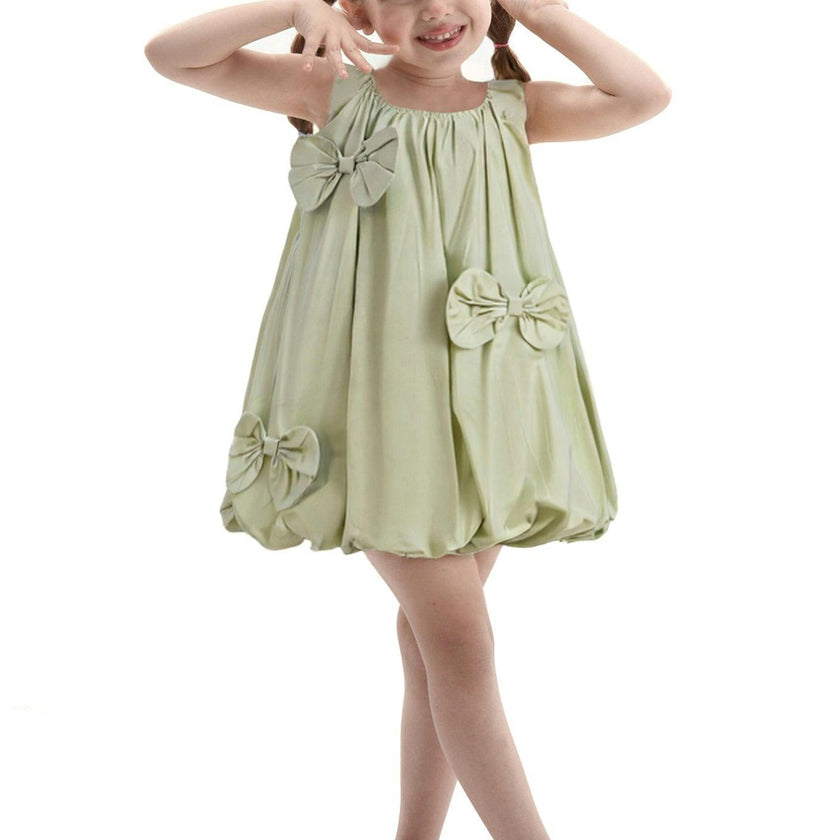 Sage Sleeveless Bow Dress