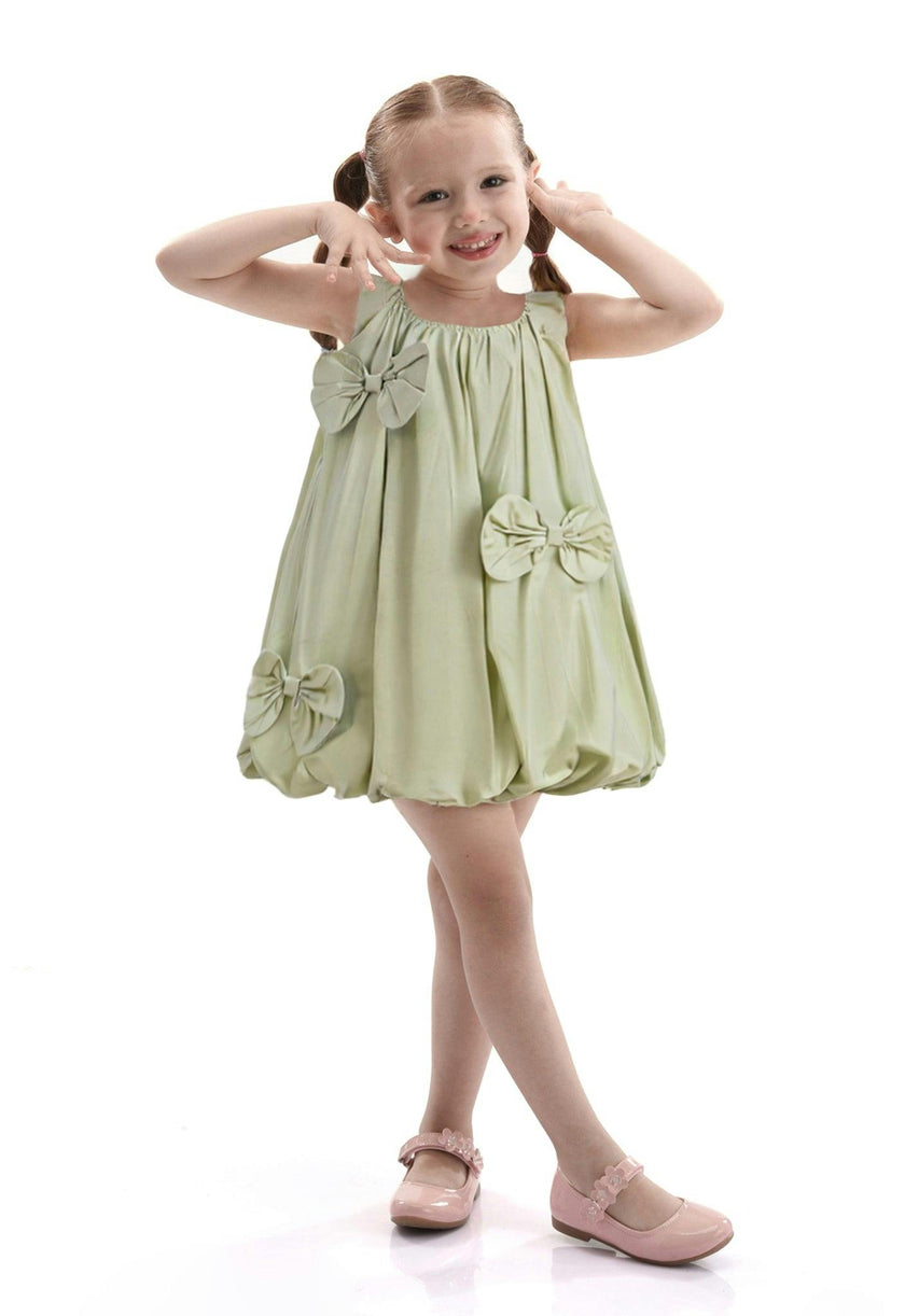 Sage Sleeveless Bow Dress
