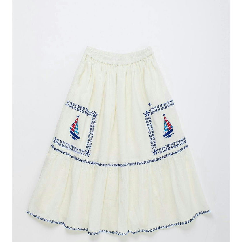 BARCOS EMBROIDERED SKIRT WHITE