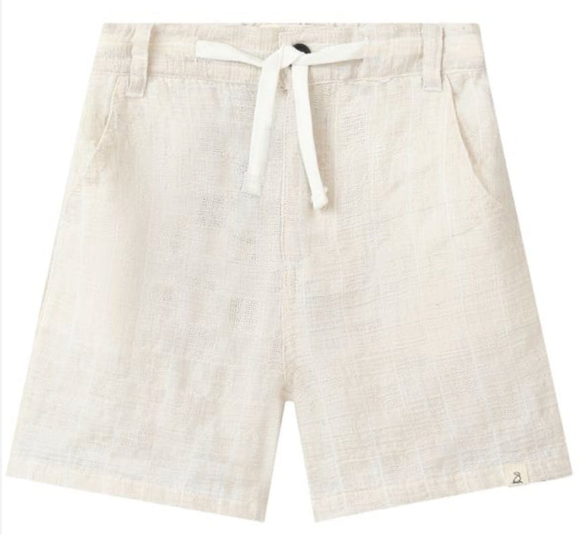 CREW CREAM PLAID WOVEN TEXTURED SHORTS