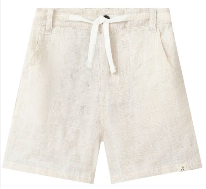 CREW CREAM PLAID WOVEN TEXTURED SHORTS