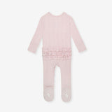 Icing Pink Pointelle Footie Ruffled Zippered One Piece