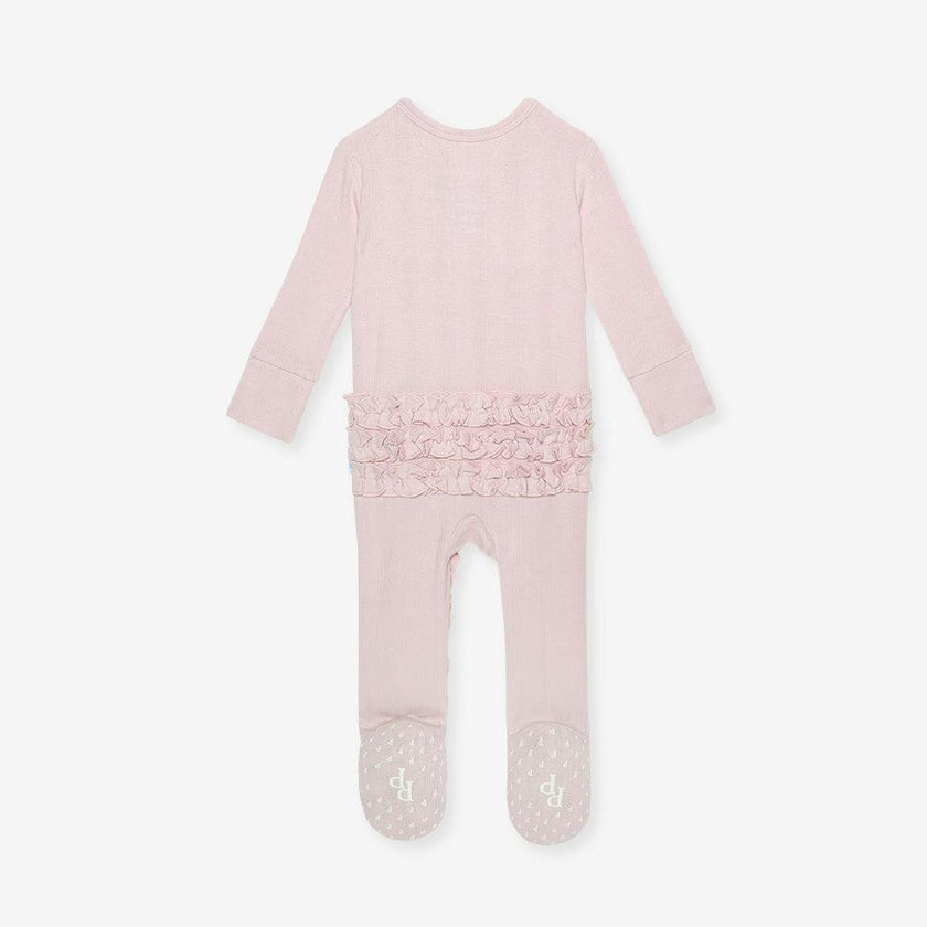 Icing Pink Pointelle Footie Ruffled Zippered One Piece