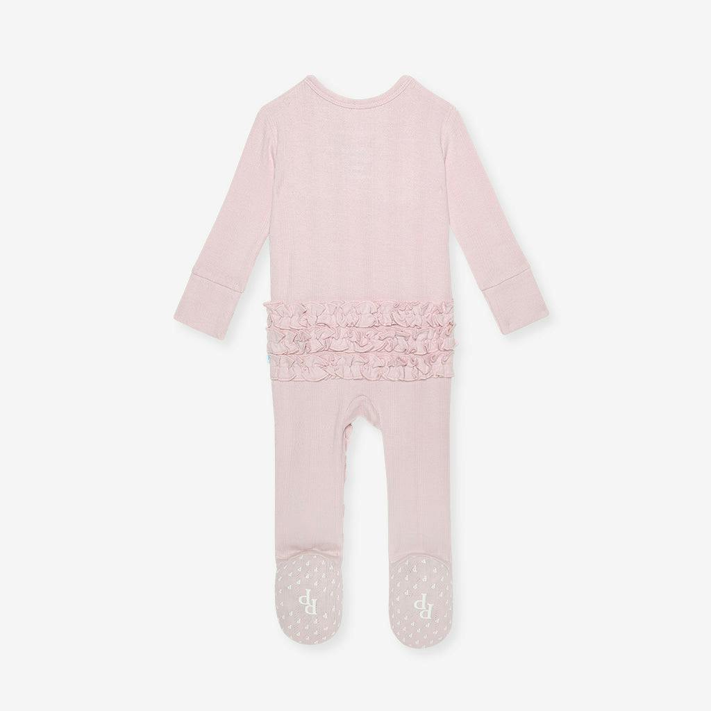Icing Pink Pointelle Footie Ruffled Zippered One Piece
