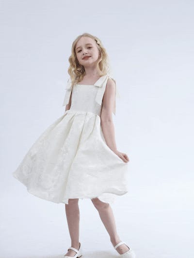 Ivory Marigold Bow Pleated Dress