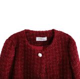 Red Tweed Button-Up Jacket