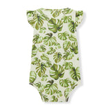 Island Leaf Cotton Stretch Ruffle One Piece