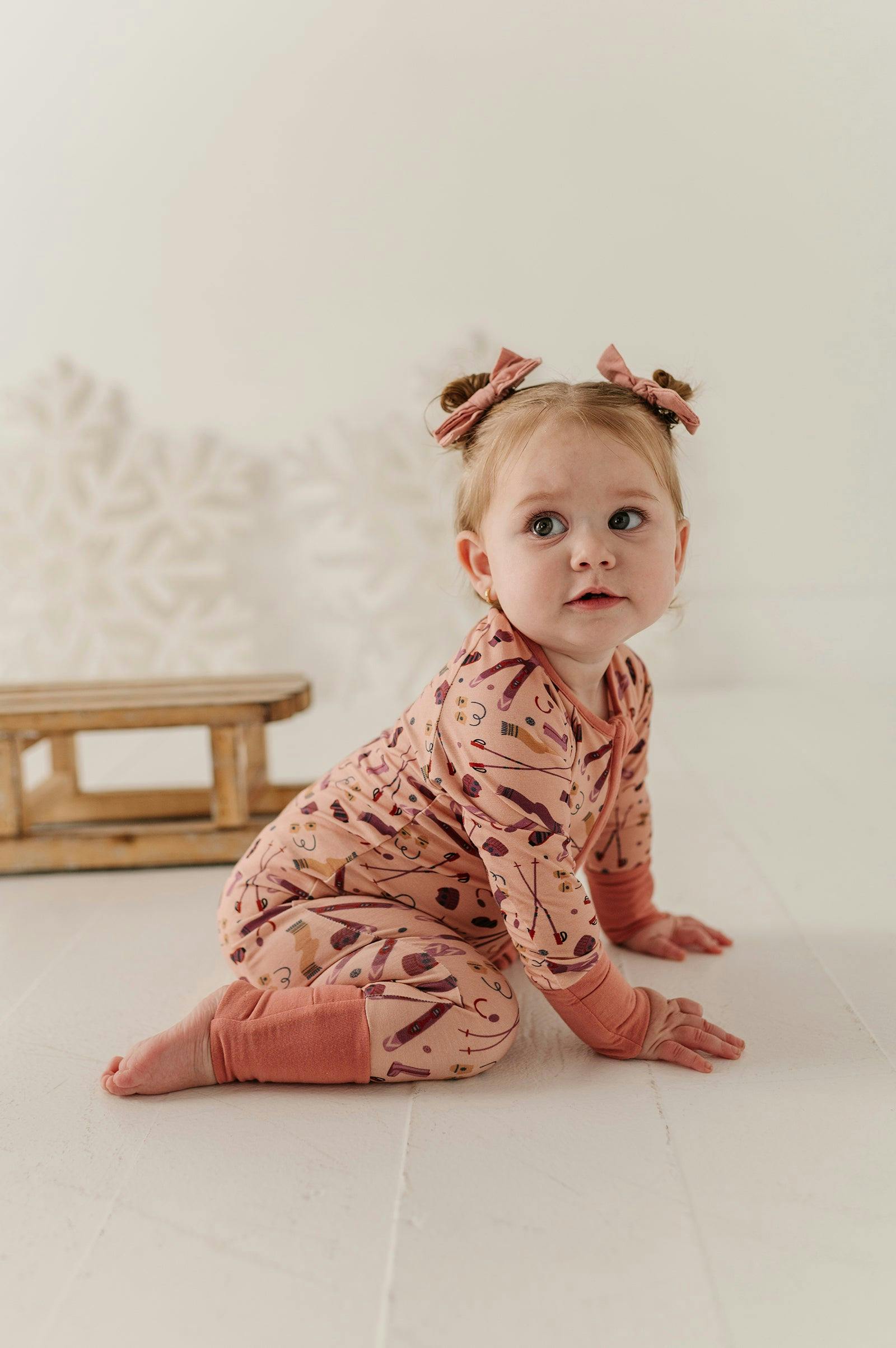 Baby Girl Long Sleeve Zip Romper in Girls Ski