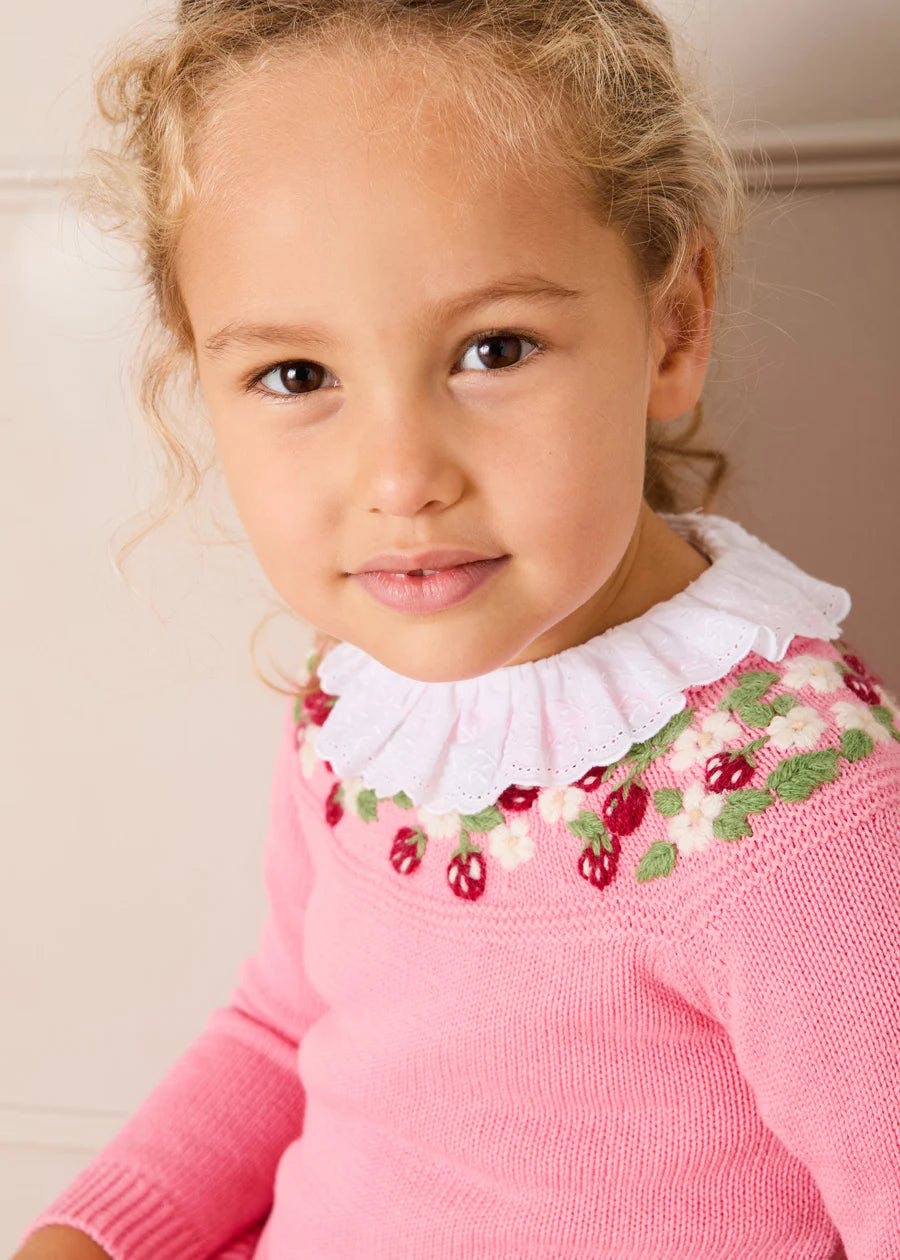 Strawberry Embroidered Jumper in Pink (12mths-6yrs)