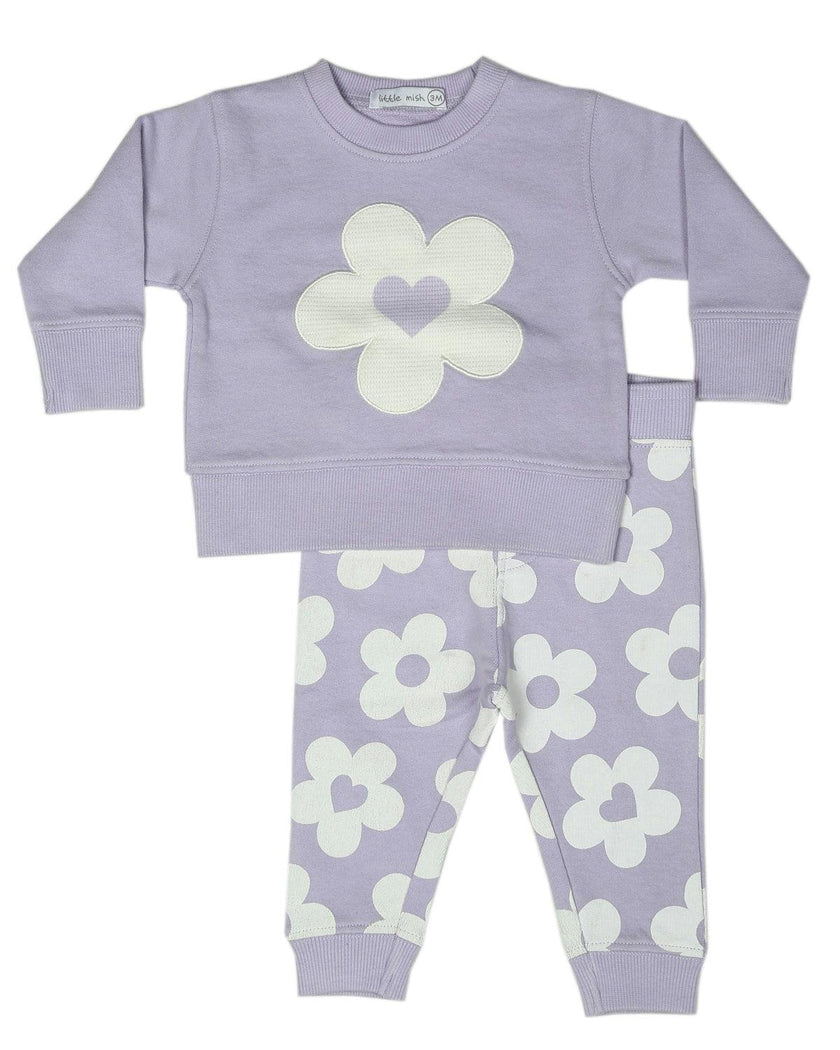 Toddler Daisy Sweat Set - Lilac