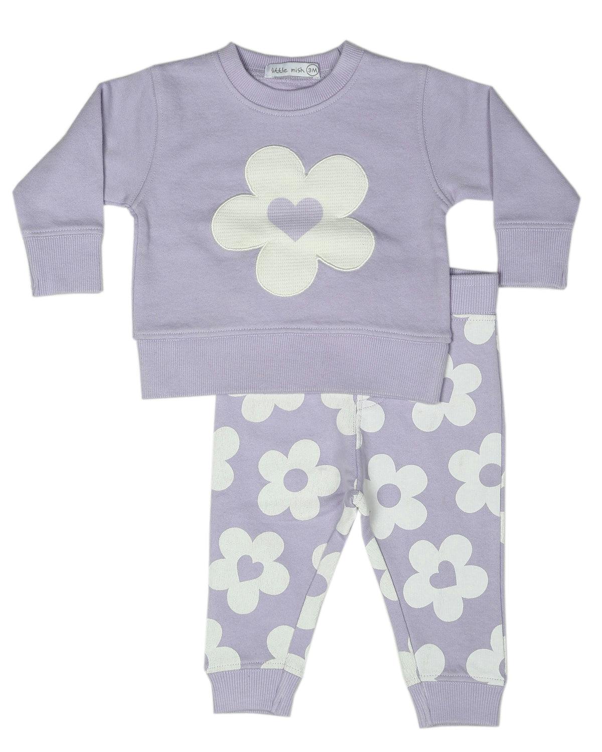 Toddler Daisy Sweat Set - Lilac