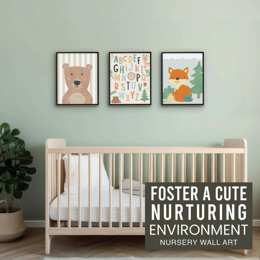 6-Piece Woodland Girl Baby Closet Dividers & 6-Piece Nursery Wall Art Prints Baby Shower Gift