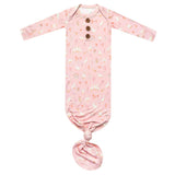 Newborn Wood Button Knotted Gown - Gigi