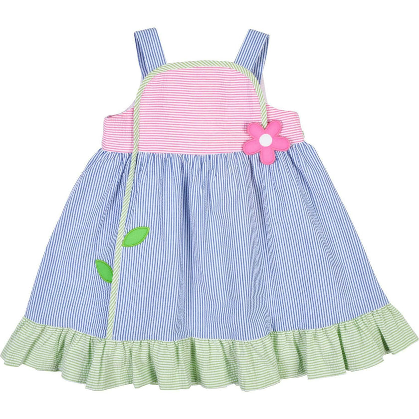 Seersucker Dress With Flower