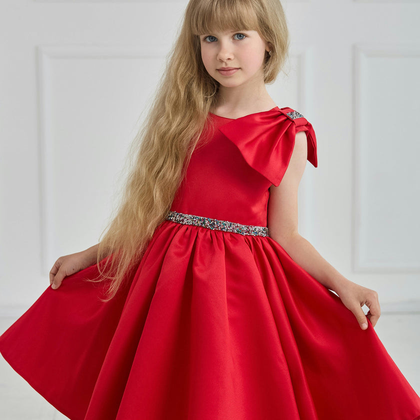 Red Satin Party Dress
