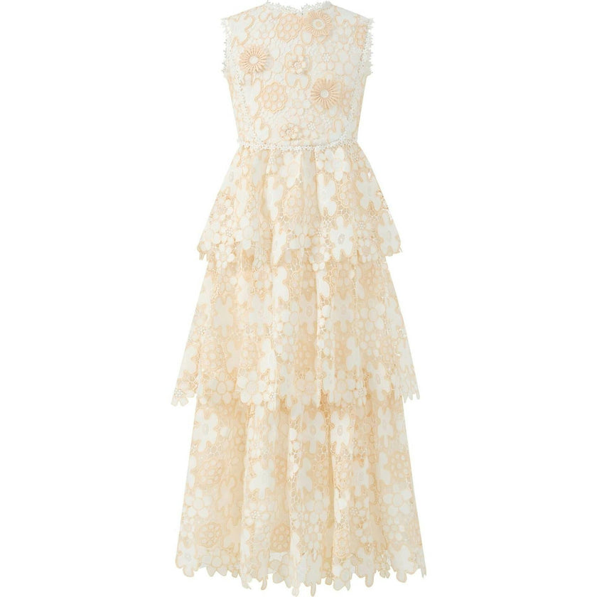 Haley Embroidered Frill Maxi Dress