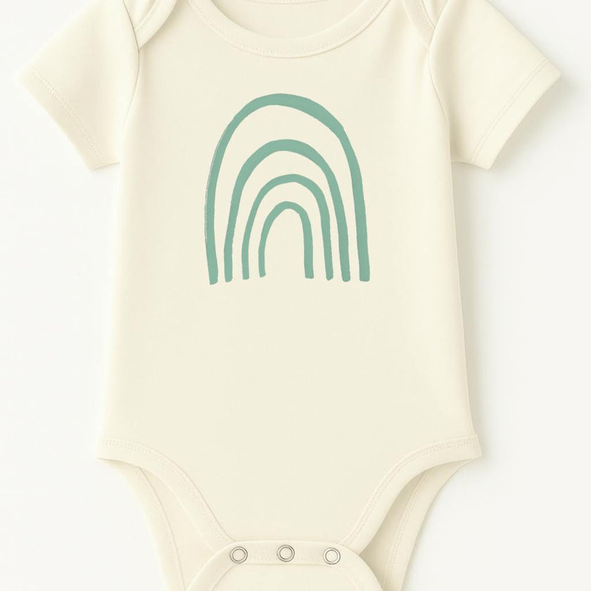 Rainbow Seafoam Organic Cotton Baby Bodysuit Short Sleeve