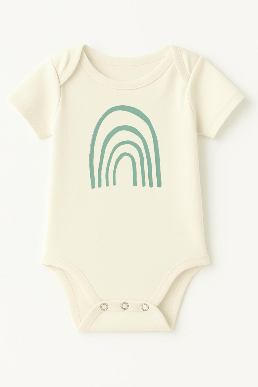 Rainbow Seafoam Organic Cotton Baby Bodysuit Short Sleeve