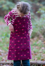 Pink Flowers Reversible Pinafore Dress, Purple