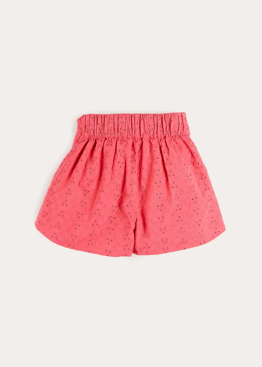 Broderie Anglaise High Waisted Shorts in Strawberry (4-12yrs)