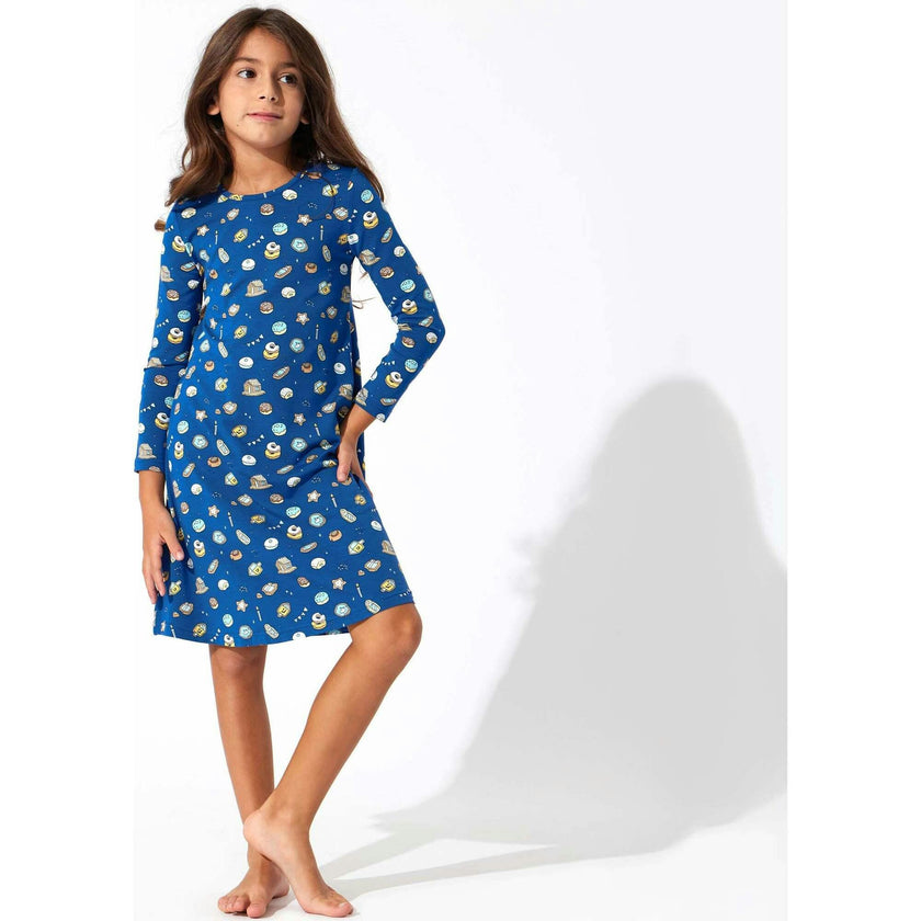 Hanukkah Cookies Bamboo Girls' Long Sleeve Dress