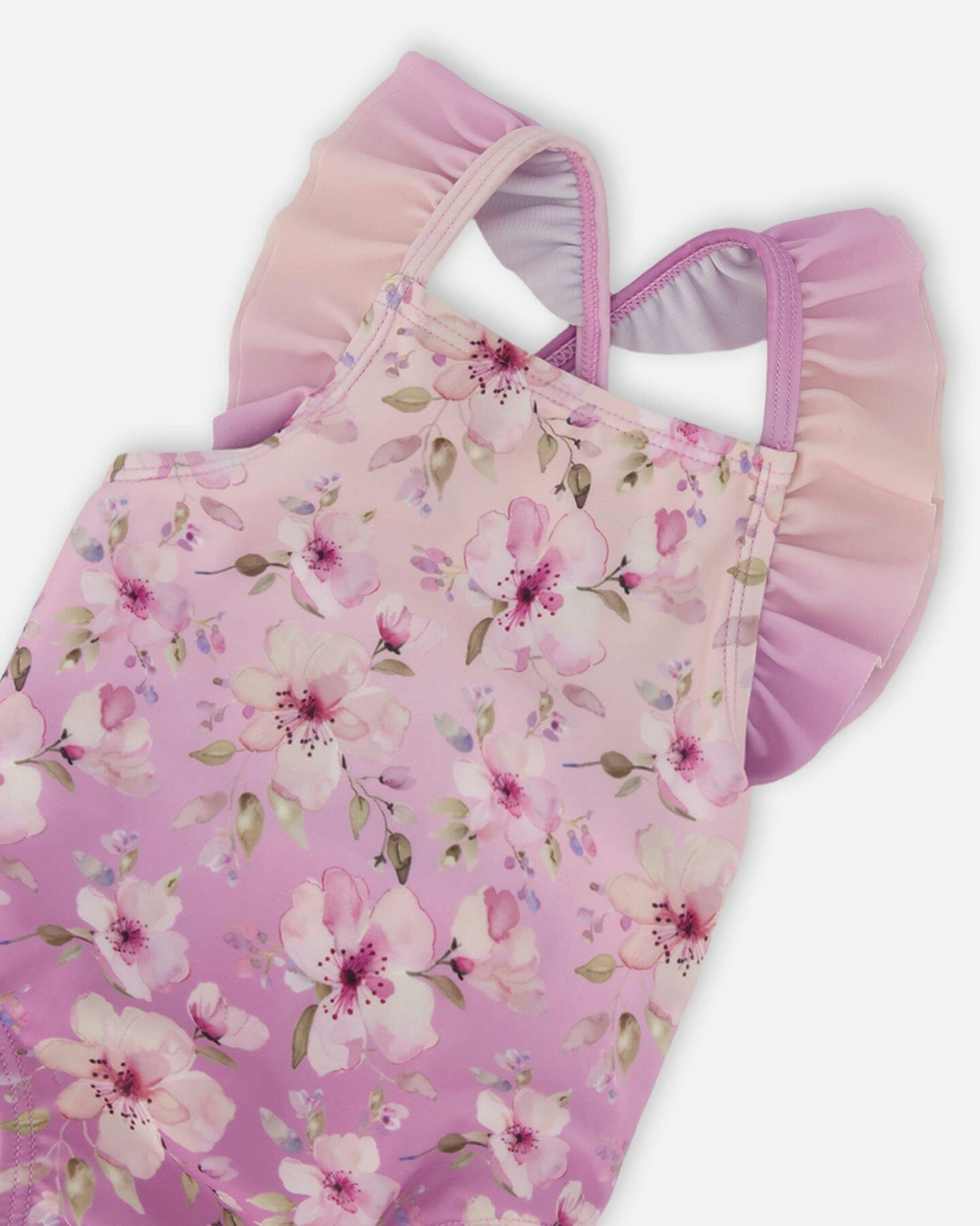 Baby And Toddler One-Piece Swimsuit Purple Flower Print