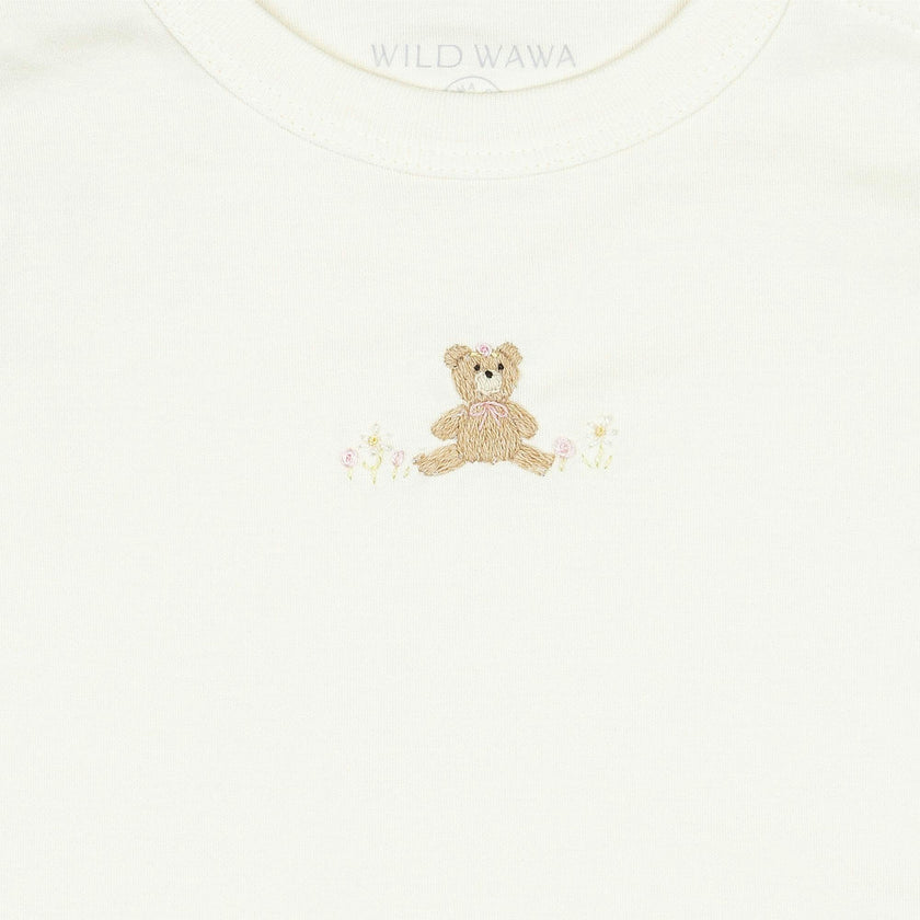 Pima Embroidered Pajama Set in Flower Bear