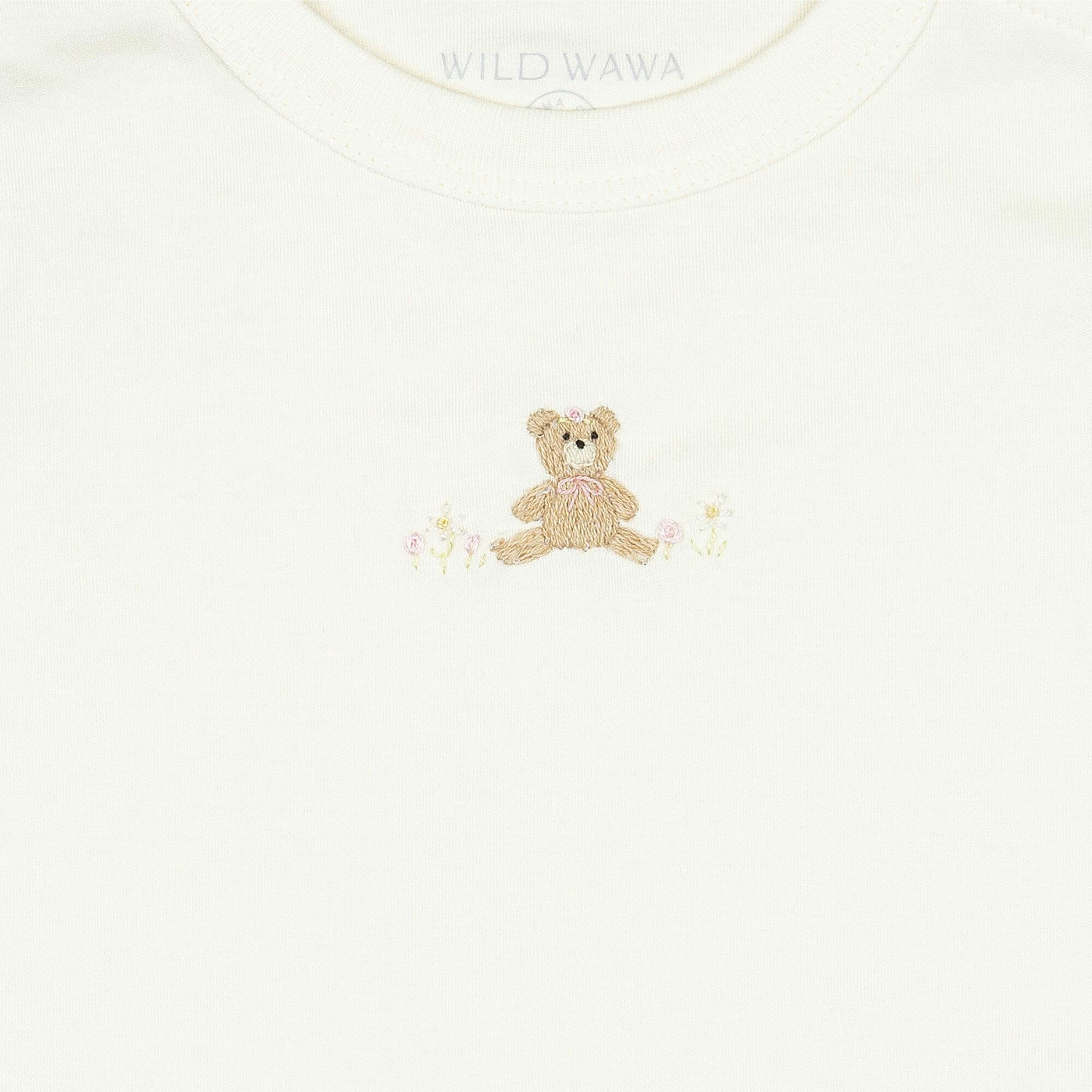 Pima Embroidered Pajama Set in Flower Bear