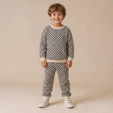 Organic Tee & Pant Slouch Set - Midnight Check