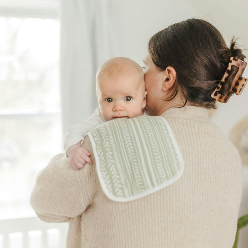 Willow Neutral Leaf Cotton Burp Cloth (Set of 3)