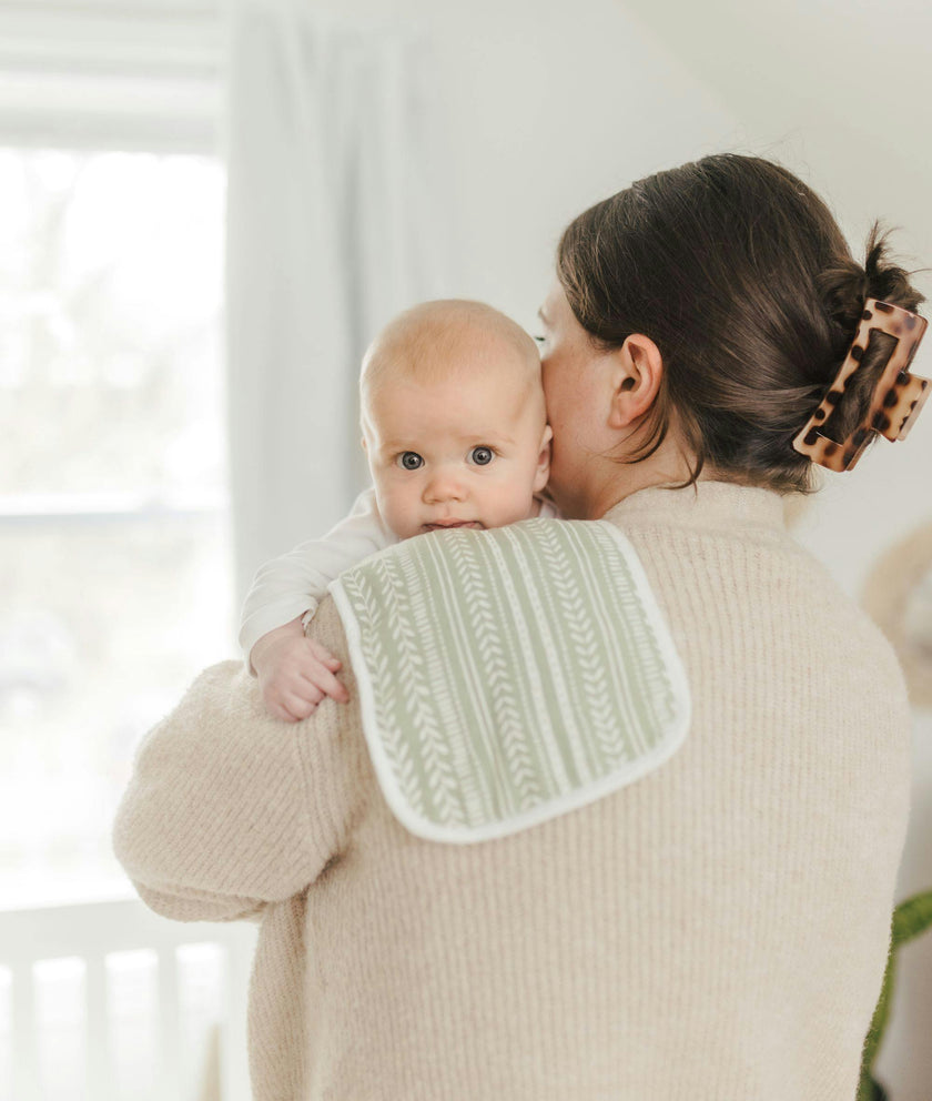 Willow Neutral Leaf Cotton Burp Cloth (Set of 3)