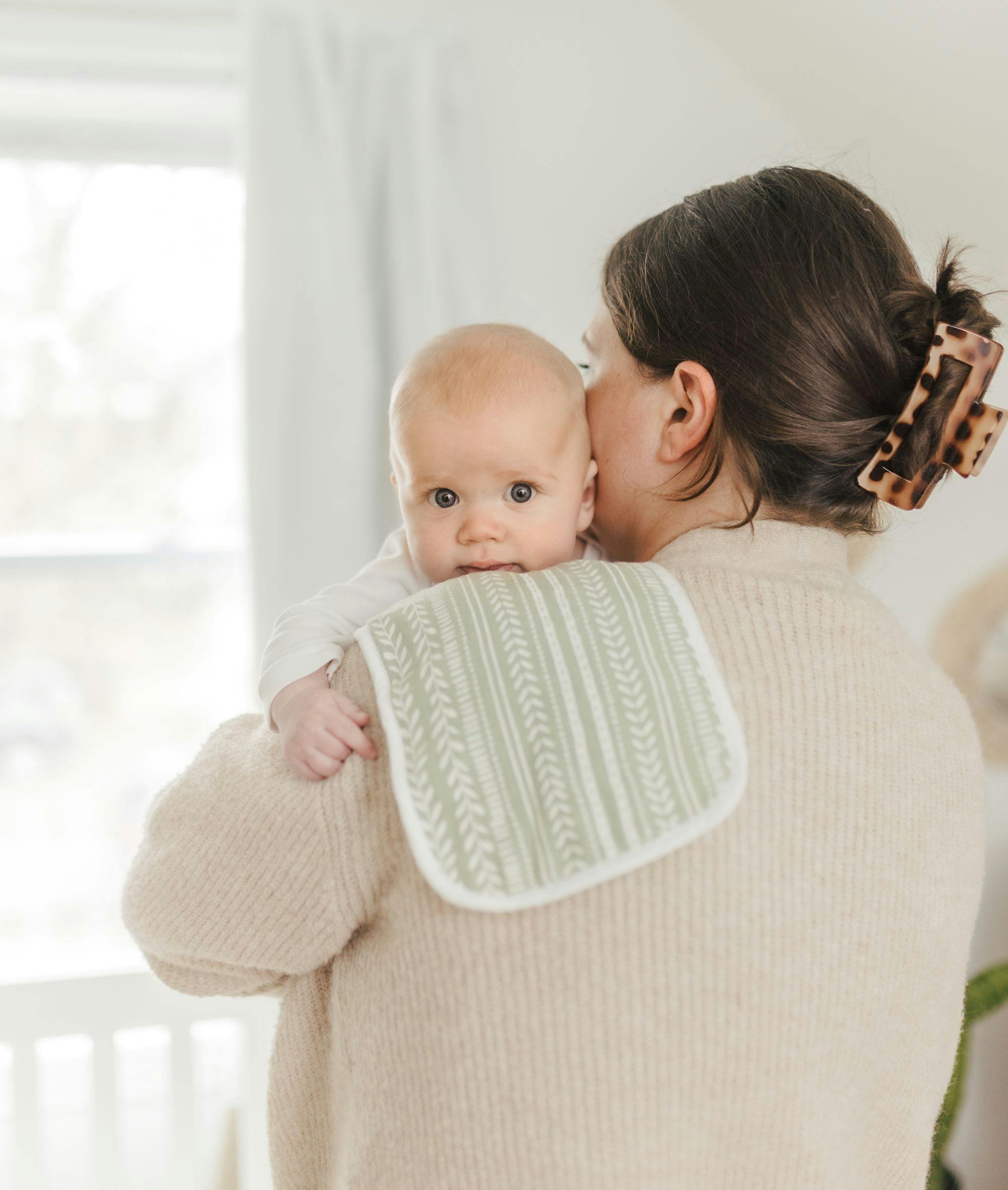 Willow Neutral Leaf Cotton Burp Cloth (Set of 3)