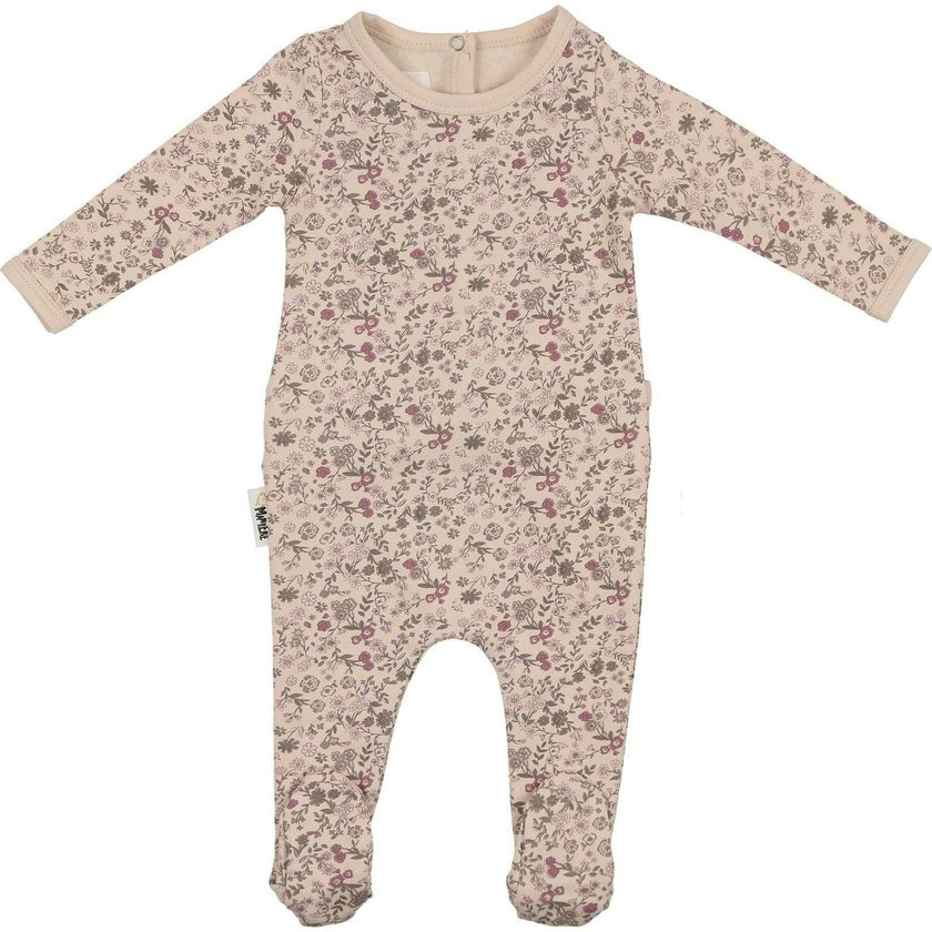 Elegant Floral Footie and Beanie Set
