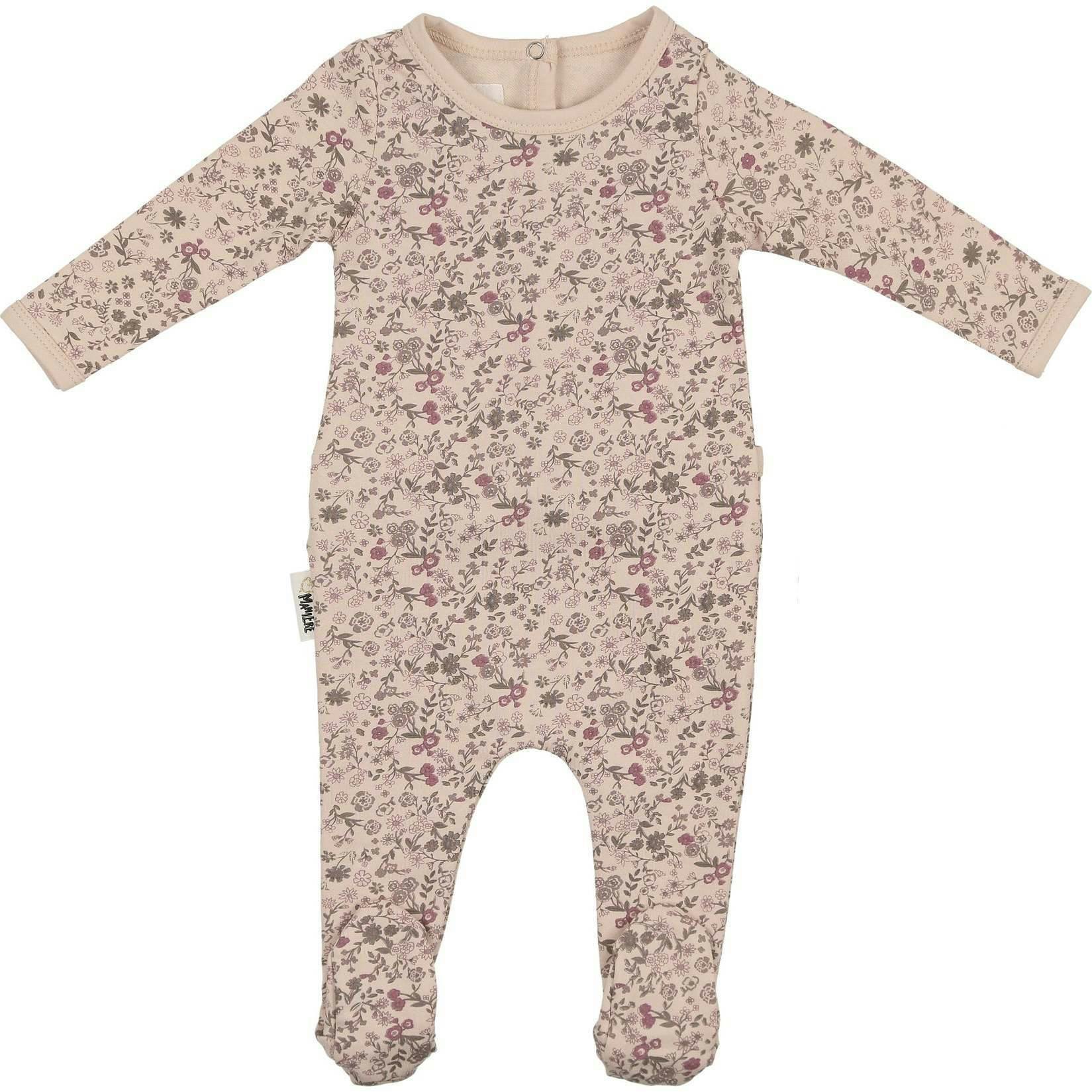 Elegant Floral Footie and Beanie Set