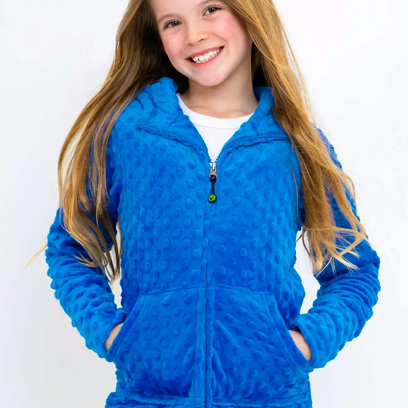 Minky Bubble Zip Hoodie - Blue