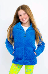 Minky Bubble Zip Hoodie - Blue