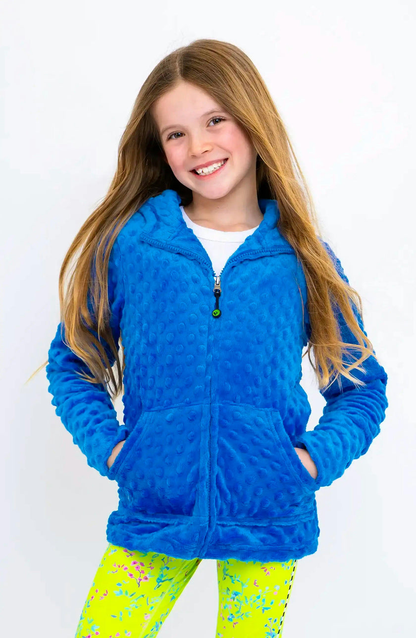 Minky Bubble Zip Hoodie - Blue