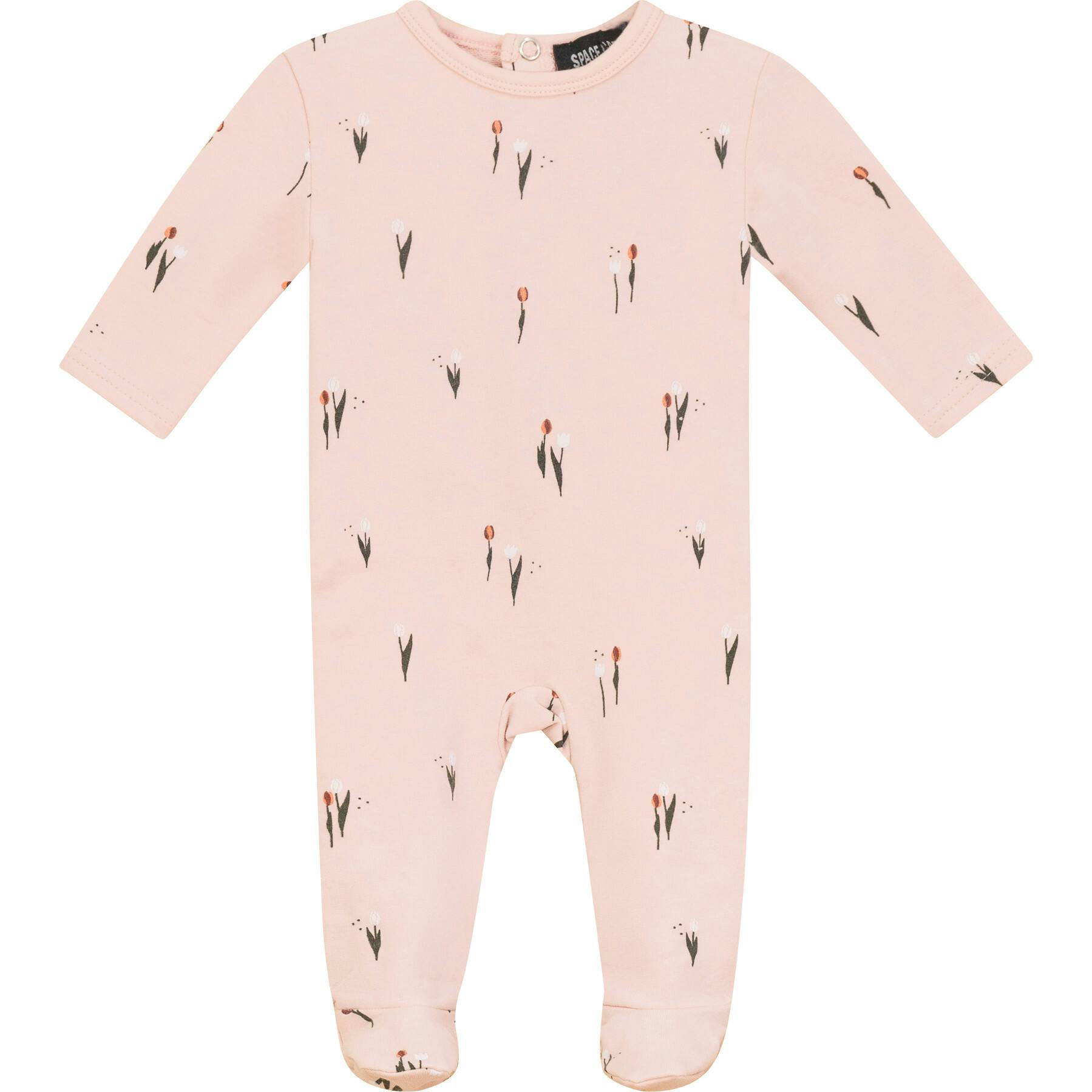 Scooter and Tulip Printed Onesie Dark Almond
