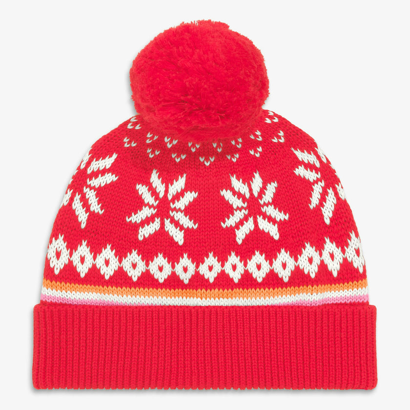 Kids knit beanie in snowflake fair isle