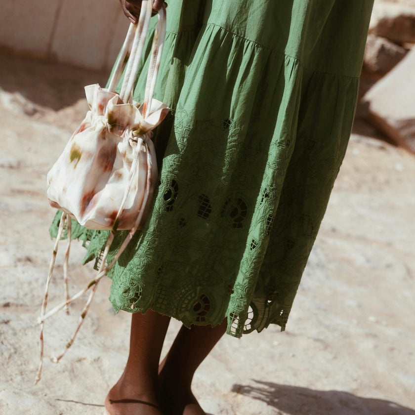 Monaco Dress in Mint Embroidered Deco (Starts Shipping April 10th)