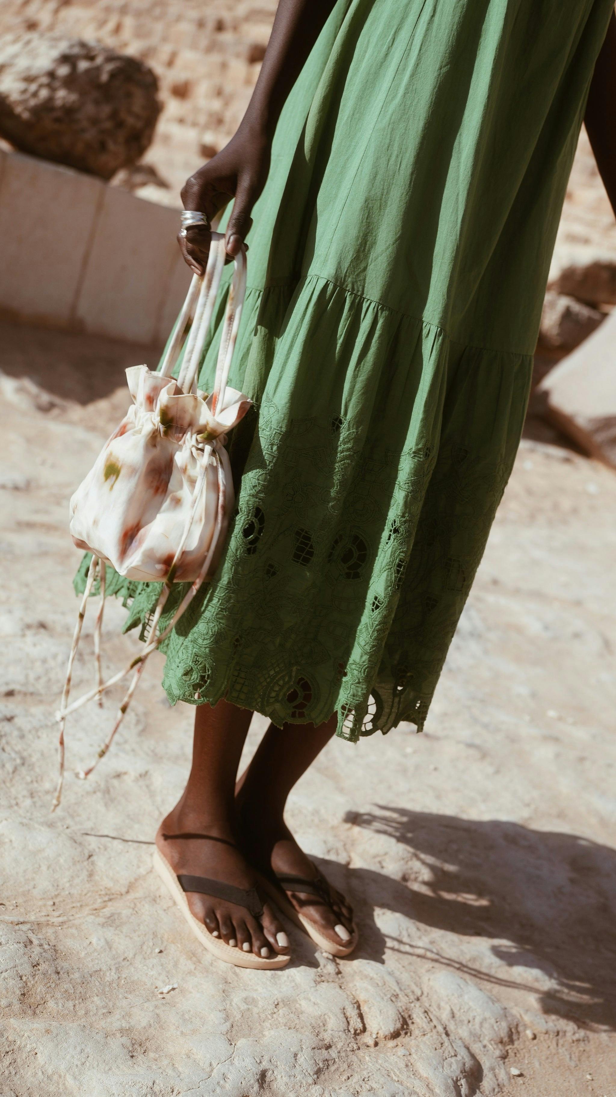 Monaco Dress in Mint Embroidered Deco (Starts Shipping April 10th)